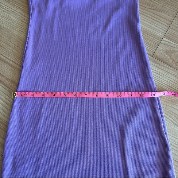 Zara Purple Ribbed Bodycon Square Neck Mini Dress Large - Picture 5 of 7